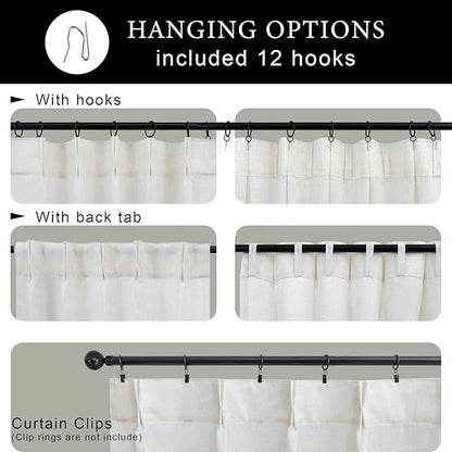 Pinch Pleated Kitchen Curtains 36 Inch Length 2 Panels Linen Blend Privacy - Image 4