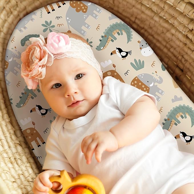 Baby Bassinet Sheets Girl Boy, Fitted Bassinet Sheet Set 3 Pack Bassinet - Image 2