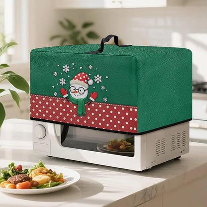 Microwave Oven Universal Dust Cover, Christmas Snowman Waterproof Polyester - Image 3