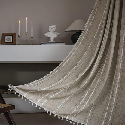 ColorBird Boho Long Curtains Sliding Doors 96 Inches Brown Tan Farmhouse by ColorBird