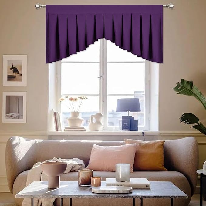 Window Valance for Kitchen Dark Purple Blackout Valances for Living Room Bedroom by OYRING