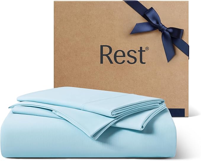 REST® Evercool®+ Starter Sheet Set, TwinXL Light Blue, Breathable Bed Sheets by REST