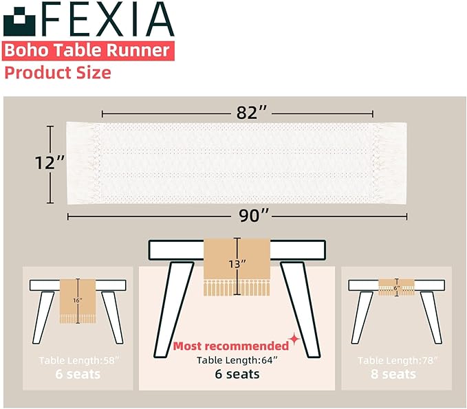 FEXIA Boho Macrame Table Runner 90 - Image 2