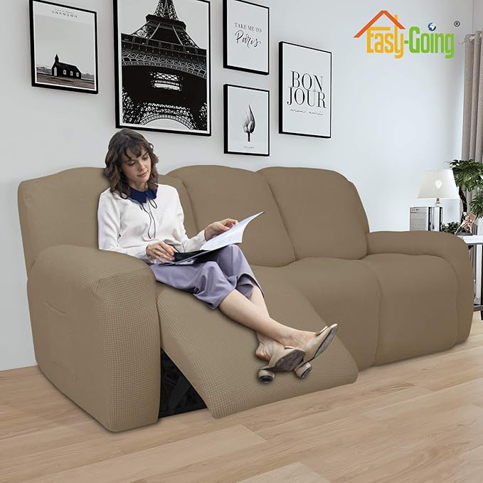 Easy-Going 8 Pieces Recliner Sofa Stretch Sofa Slipcover Sofa Cover Furniture - Image 2