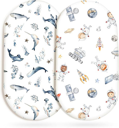 GRSSDER Stretchy Ultra Soft Fitted Bassinet Sheet Set 2 Pack, Universal Fit by BUYNOW