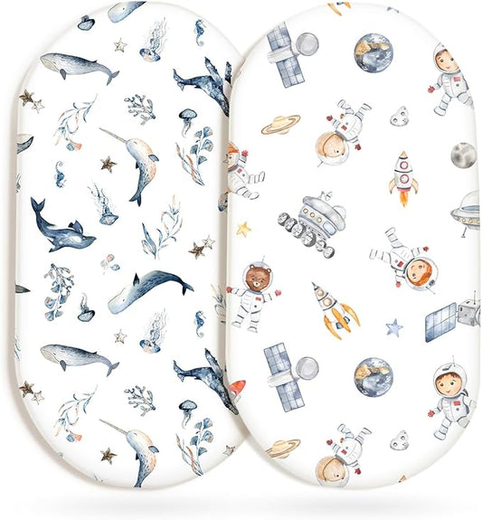 GRSSDER Stretchy Ultra Soft Fitted Bassinet Sheet Set 2 Pack, Universal Fit by BUYNOW