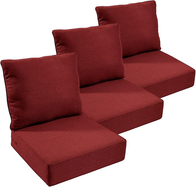Outdoor Chair Cushions Set of 3, Waterproof 24x24 Patio Chair Cushion, Couch by moosprr