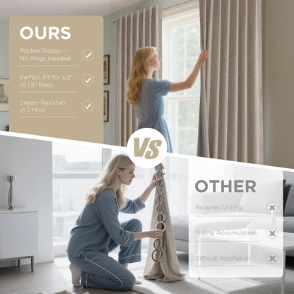 joydeco 100% blackout curtains for bedroom，natural linen curtains, package contents