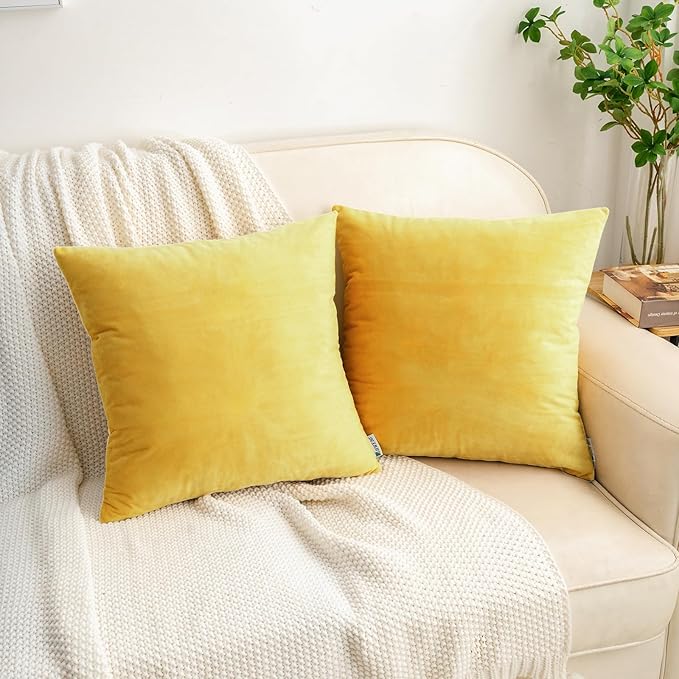 HWY 50 Yellow Velvet Throw Pillow Covers 22x22 Inch - Image 7