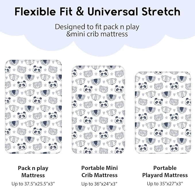 Yoofoss Pack and Play Sheets Fitted, Mini Crib Sheets 2-Pack - Image 3