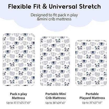 Yoofoss Pack and Play Sheets Fitted, Mini Crib Sheets 2-Pack - Image 3