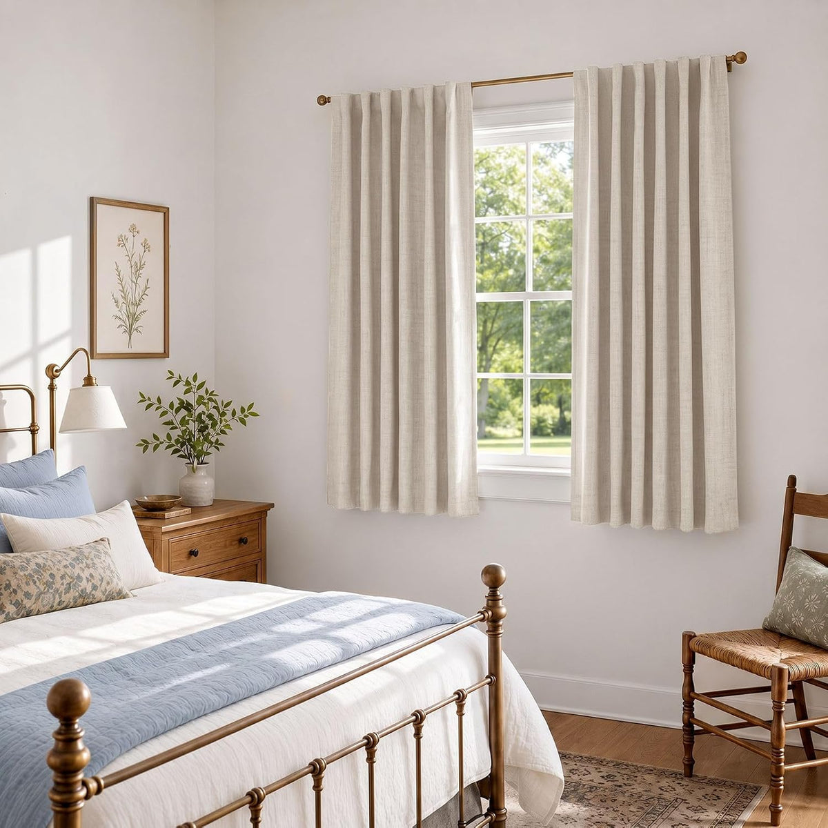 linen total blackout curtains for bedroom living room showing dimensions