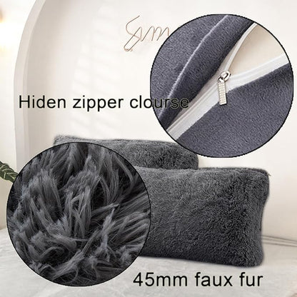 MorroMorn Decorative Pillows Covers, 2 Packs Faux Fur Pillow Cases, Luxury - Image 4