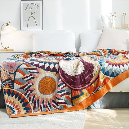 MSGKV Boho Throw Blanket for Bed Couch, 100% Cotton Throw Blankets 80''x 90'' - Image 5