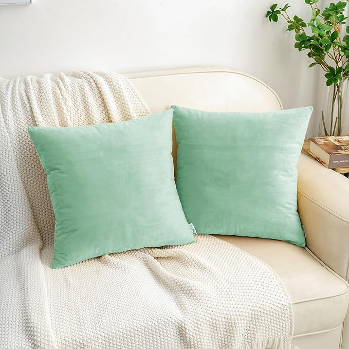 HWY 50 Aqua Green Velvet Throw Pillow Covers 16x16 Inch - Image 7