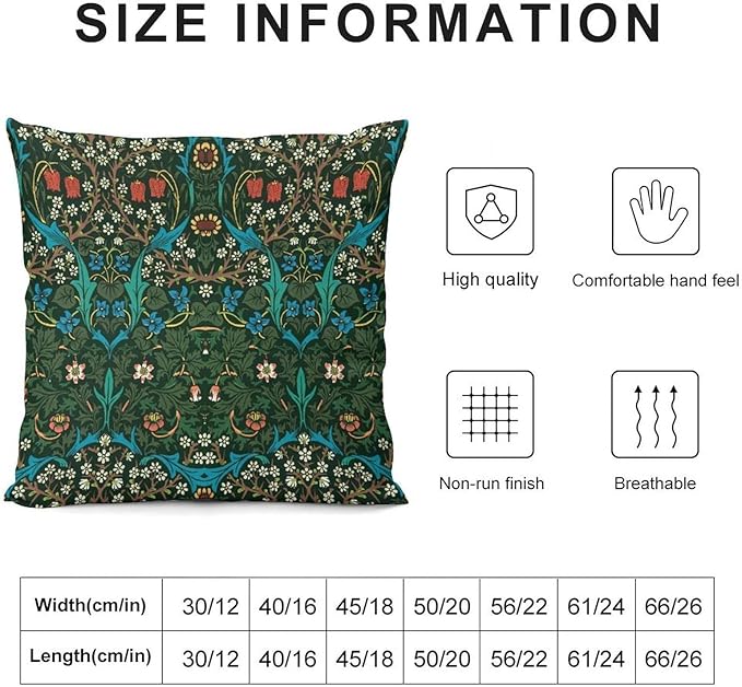 William Morris Floral Original Throw Pillow Covers Boho Chic Retro Floral Cozy - Image 2