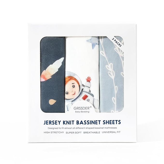 GRSSDER Stretchy Ultra Soft Fitted Bassinet Sheets 3 Pack, Universal Fit - Image 4