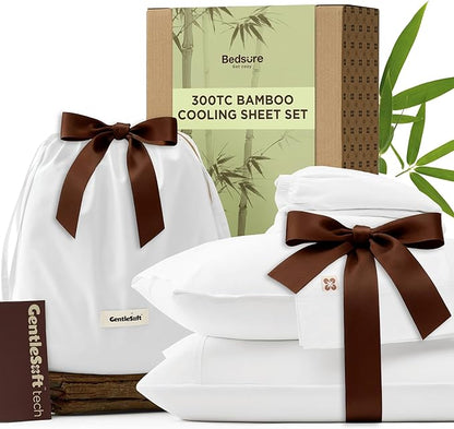 Bedsure Bamboo Rayon Cotton Sheets, Queen Sheet Set, GentleSoft, Breathable by BEDSURE