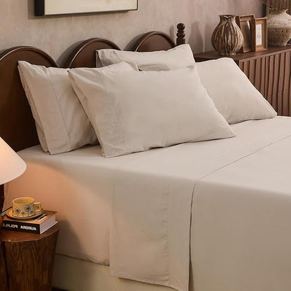 100% Linen Sheet Set King Size Extra Deep Pocket Fits 18-24 Inch Mattress by overket