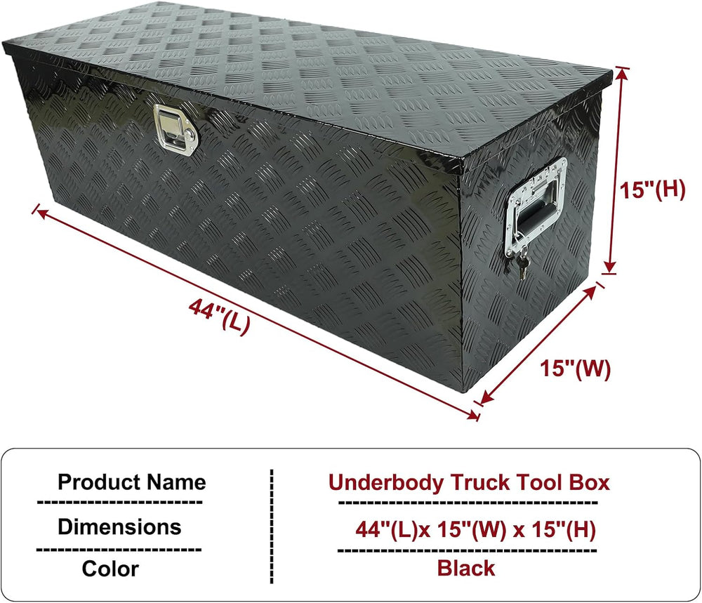 44" Striped Aluminum Pickup Truck Tool Box Waterproof Storage with Lock