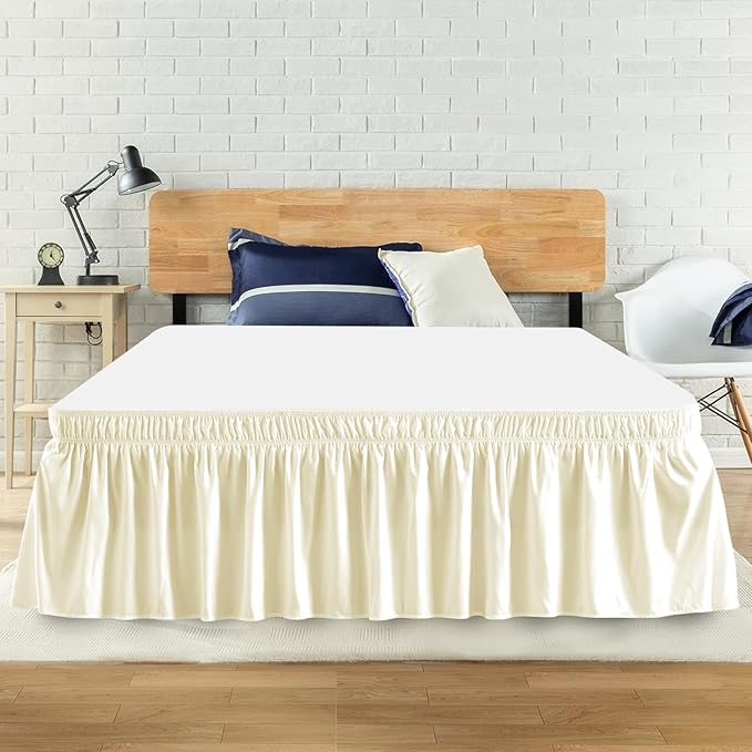King Bed Skirt, Elastic Wrap Around Bed Skirt King Size, Bed Skirts by ANARACHON