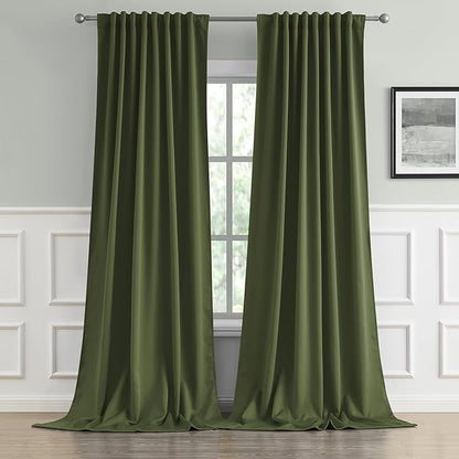 DUALIFE Olive Dark Green Curtains 105 Length 2 Panels, 52 by 105 Inches Long by DUALIFE