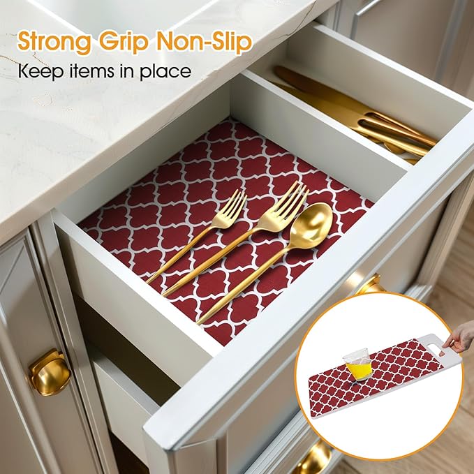 Shelf and Drawer Liner for Kitchen Cabinets Non-Adhesive, Strong Grip Non-Slip - Image 2