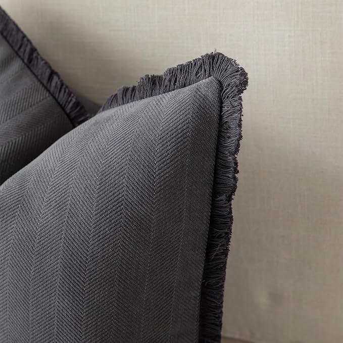 Set of 2 Decorative Fringe Throw Pillow Covers Chenille Pillow Covers Elegant - Image 2
