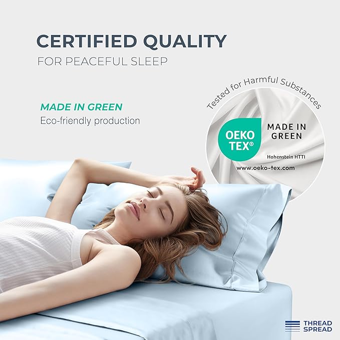 THREAD SPREAD 100% Egyptian Cotton King Size Sheets Set - Image 6