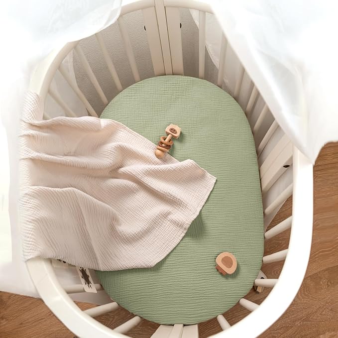 lulumoon Baby Muslin Bassinet Sheets: Cotton Bassinet Sheets Neutral - Image 5