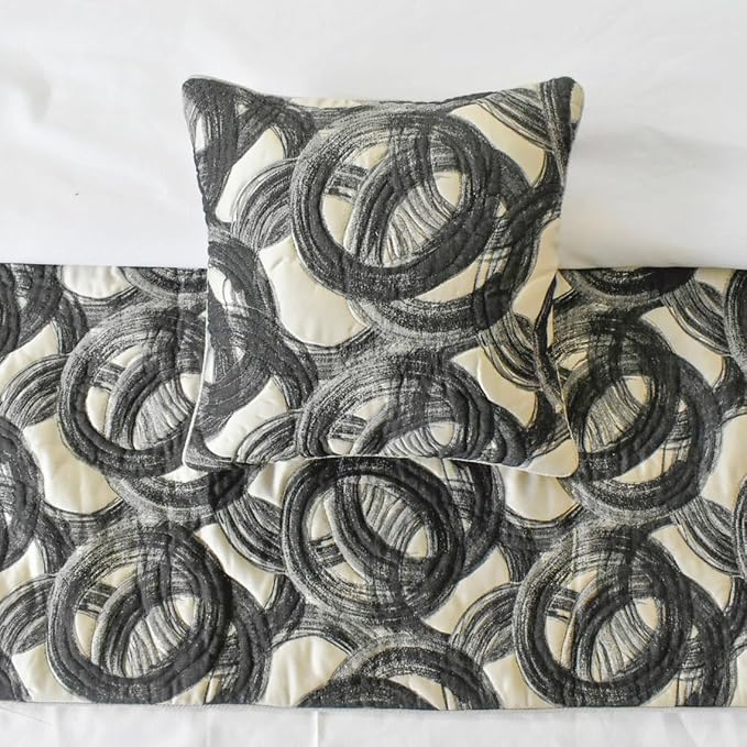 The HomeCentric King/Queen/Twin Black Designer Queen 74"x18" Bed Runner Without - Image 3