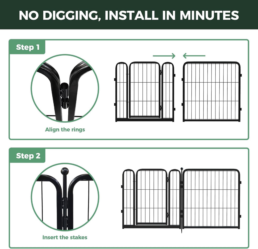 FXW No Dig Garden Fence, Outdoor for Yard, 24in(H) x 30.4ft(L), 16 Panels