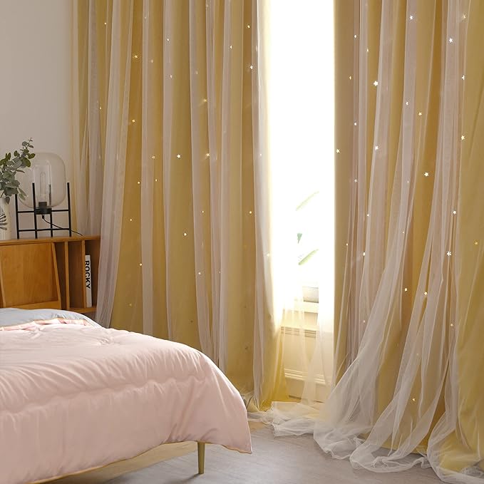 Kinryb 84 Inch Long Star Cut-Out Blackout Curtains Decorative Mix and Match - Image 4
