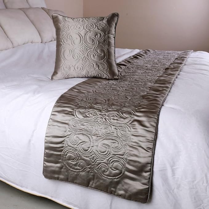 The HomeCentric Decorative Silver Twin 53 x 18 inch Bed Runner Without Pillow - Image 4