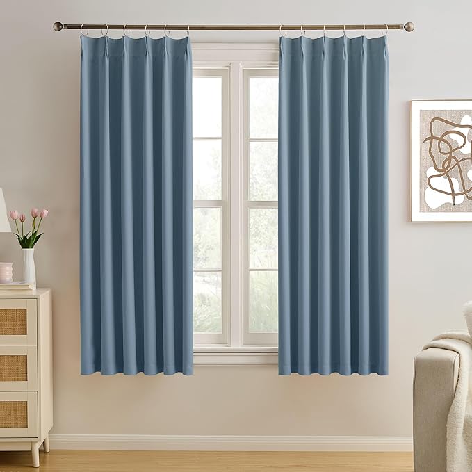 KEQIAOSUOCAI 2 Panels Pinch Pleats Curtains 72 Inches Long, Heat and Full Light by KEQIAOSUOCAI