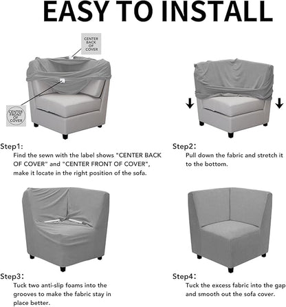 Easy-Going Stretch Sectional Corner Sofa Slipcover 1-Piece Couch Sofa Cover - Image 5