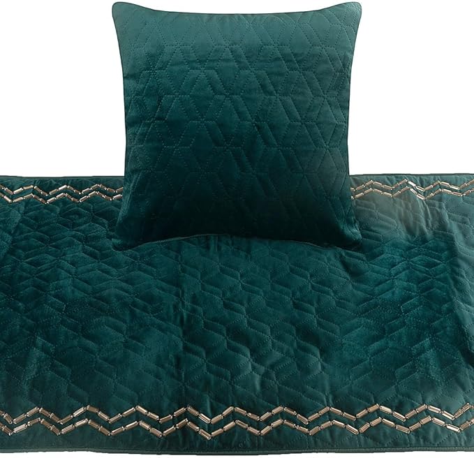 The HomeCentric King Queen Twin Teal Blue Designer CA King 86"x18" Bed Runner - Image 2