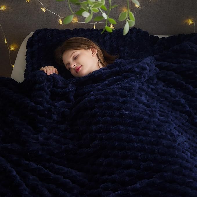 NEWCOSPLAY Super Soft Queen Blanket Dark Navy Premium Silky Flannel Fleece 3D by NEWCOSPLAY