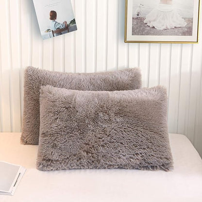 XeGe Faux Fur Throw Pillow Cases, Plush Shaggy Ultra Soft Pillow Covers by XeGe