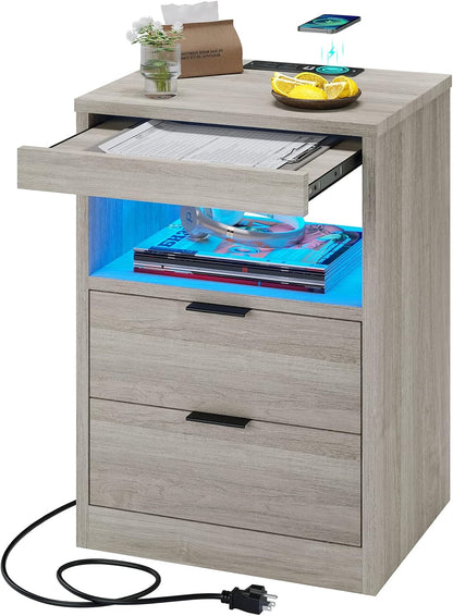 tiptiper led nightstand with wireless charging station, farmhouse, main product view