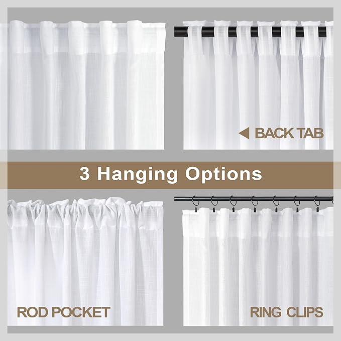 Pitalk White Boho Curtains 58 Inches Long - Image 5