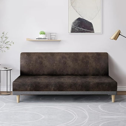 molasofa Leather Like Stretch Futon Slipcover Armless Futon Bed Sofa Cover - Image 3
