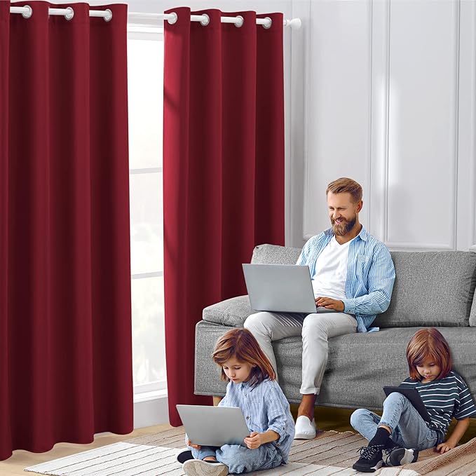 HOMEIDEAS Burgundy Red Blackout Curtains - Image 7