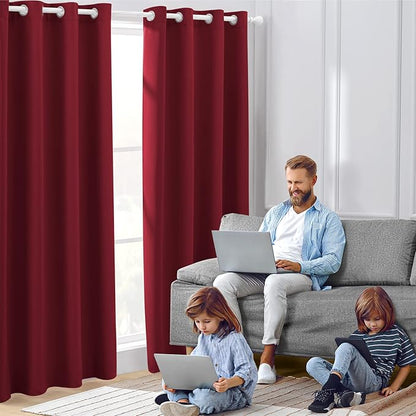 HOMEIDEAS Burgundy Red Blackout Curtains - Image 7