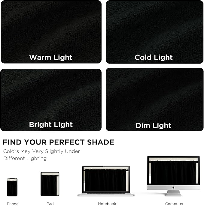 CUCRAF Linen 100% Blackout Curtains 90 Inch Length 2 Panels Set, Back Tab and - Image 4