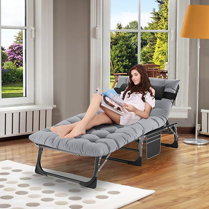 ABORON Camping Cot for Adult 28" Extra Wide, Heavy-Duty 1200D Oxford Cot for - Image 9