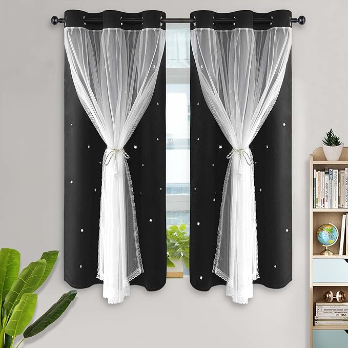 Kinryb Kids Blackout Curtains 63 Inch Length 2 Layer Blackout Curtains Room by Kinryb