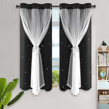 Kinryb Kids Blackout Curtains 63 Inch Length 2 Layer Blackout Curtains Room by Kinryb