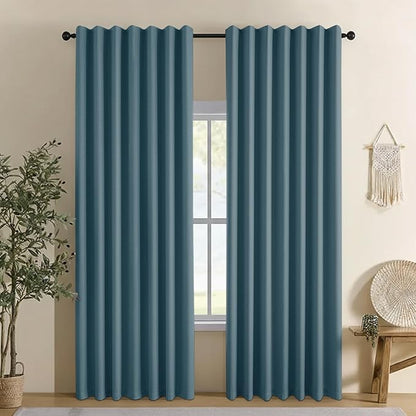 Linen 100% Blackout Curtains for Bedroom, Back Tab/Rod Pocket Curtain for by CYCMACOHOME