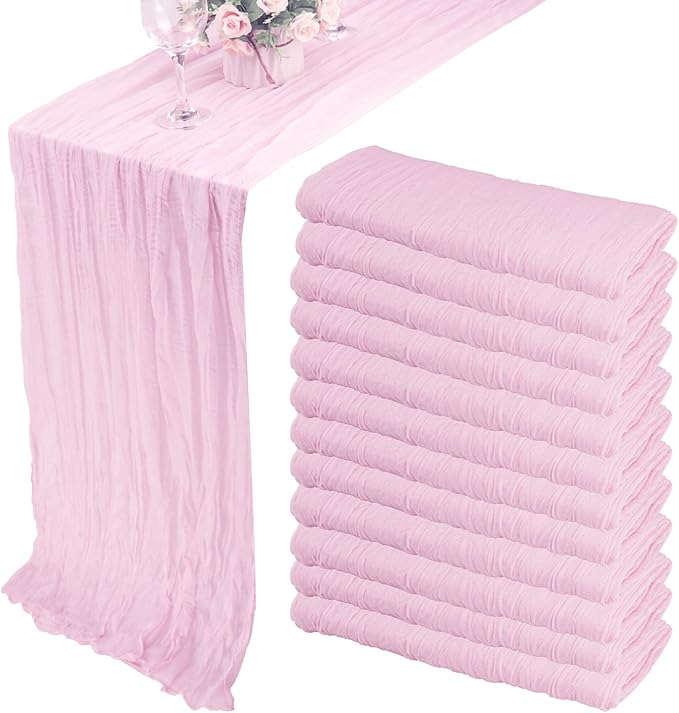 12 Pack 10Ft Cheesecloth Table Runner 35x120 Inch Boho Gauze Table Runner by Fivenl